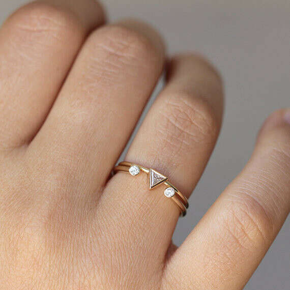 Carat Trillion Wedding Set with a Dual Diamond Ring