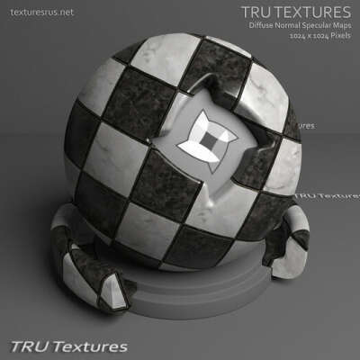 TRU Textures - Seamless Marble Tile Materials #3 - Diffuse Normal & Specular Maps