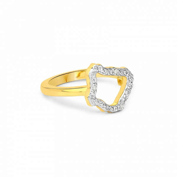 Позолоченное кольцо с объёмной деталью и бриллиантами, из коллекции London