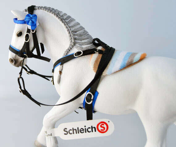 BAREBACK saddle pad with bitless BRIDLE for SCHLEICH model horses