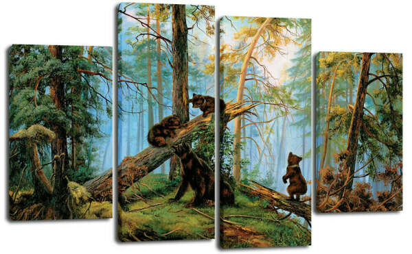 Модульная картина интерьерная "Мишки в лесу" 73*120 см ЧМ189