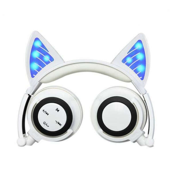 Наушники SUNROZ BL108A Bluetooth наушники с кошачьими ушками LED Белые (SUN0480)