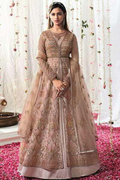 Anarkali Dress with Mauve Net Embroidery