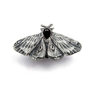 BLOOD MILK JEWELS  Planchette Moth Ring with Onyx