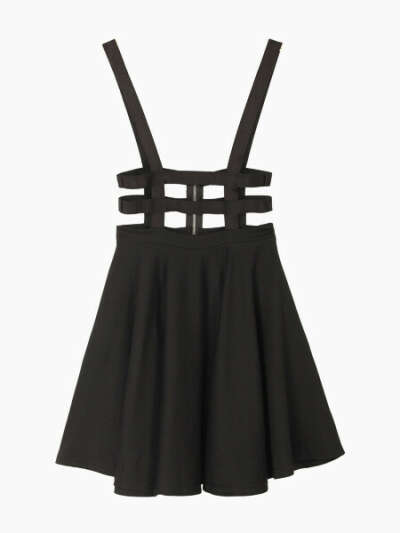 Cut Out High-waisted Black Skirt With Shoulder-straps