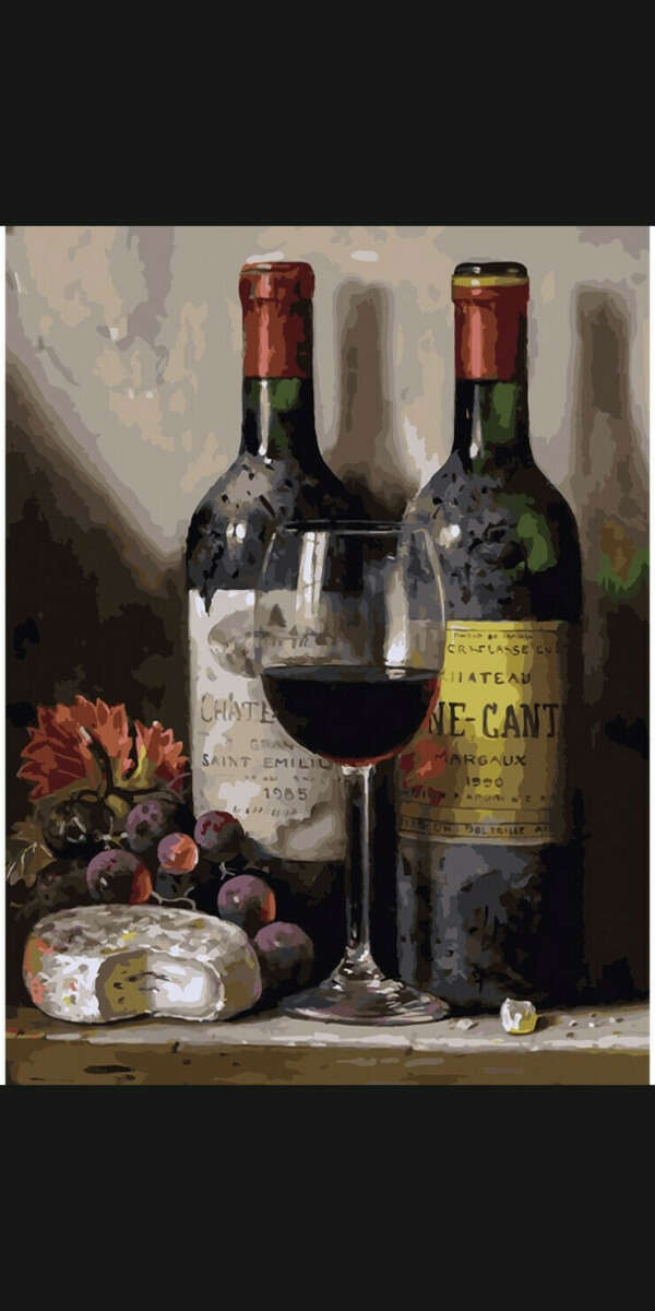 Картина о номерам «Вино, сыр и виноград»