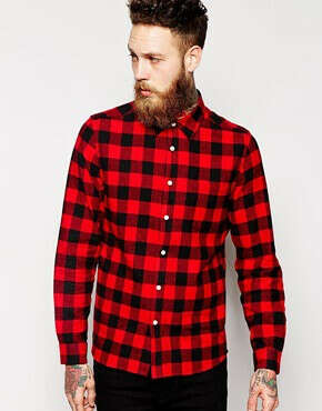 ASOS Shirt In Long Sleeve With Brushed Buffalo Check