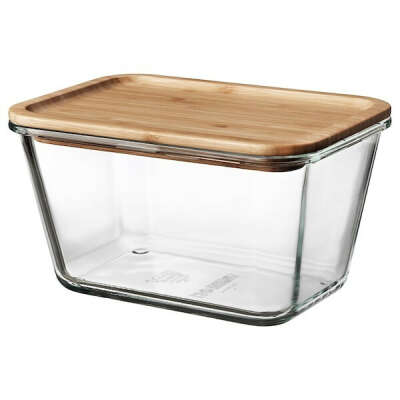 Контейнер 1.8 л стекло/бамбук IKEA 365+ ИКЕА/365+  для продуктов с крышкой, прямоугольн формы 1.8 л