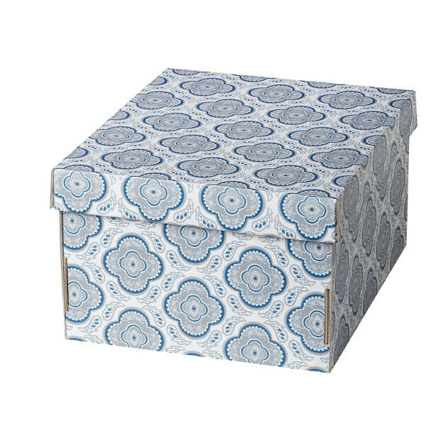 СМЕКА Коробка с крышкой - серый, цветок - IKEA