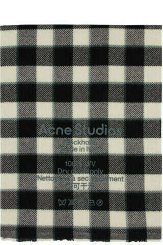 Black & White Wool Check Narrow Scarf