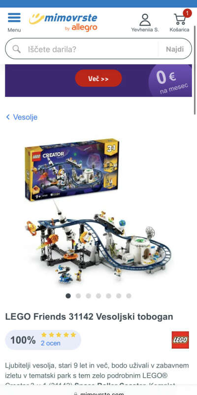 LEGO Friends 31142 Vesoljski tobogan | mimovrste=)