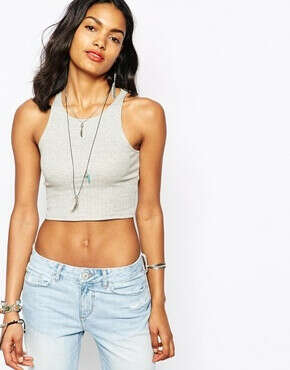 River Island Racer Back Cropped Tank Top at asos.com