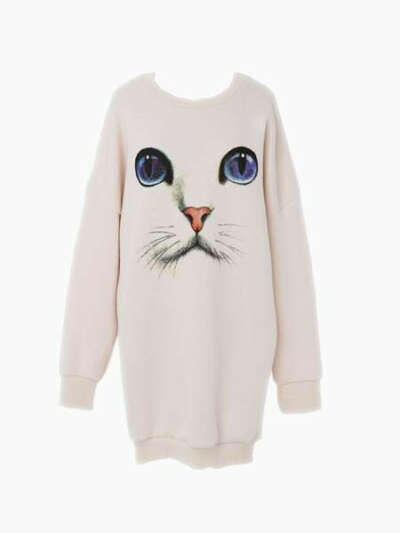 Cute Cat Print Sweatershirt - Choies.com