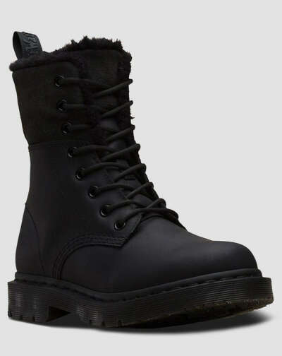 1460 KOLBERT DM`S WINTERGRIP BLACK SNOWPLOW WAXY WATER RESISTANT SUEDE