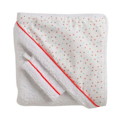 RED CASTLE махровое полотенце с уголком + варежка HOODED BATH TOWEL+WASH DOTS