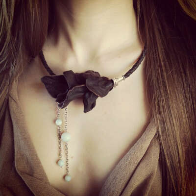 Necklace ||WILDHORN||... Leather, jade | |my work| | Pinterest