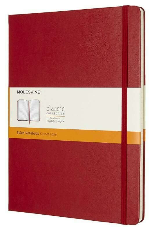 Блокнот Moleskine Classic XLarge (15x25), твердый переплет, в линейку, цвета: Красный / Бежевый / Бирюзовый