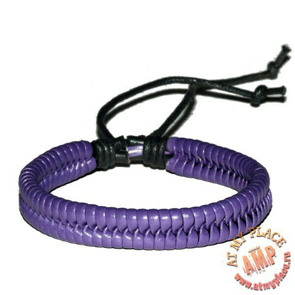 Фиолетовый кожаный браслет