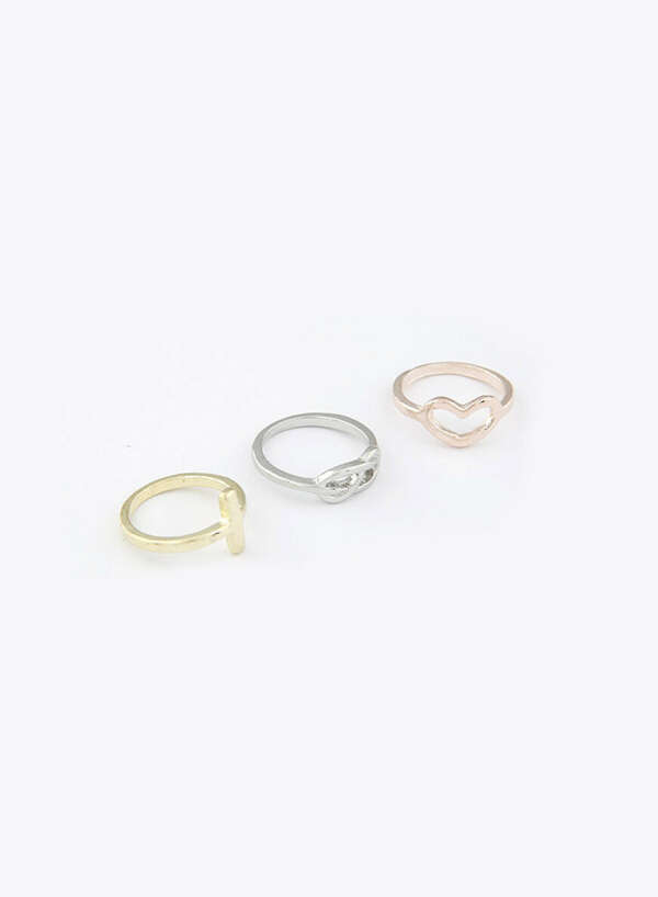 Cross, Love & Infinity Ring Set