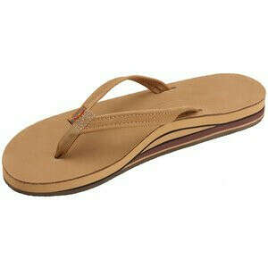 Womens Rainbow Sandals Premier Leather Double Stack Narrow Strap