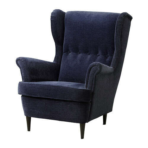 СТРАНДМОН Кресло с подголовником - Веллинге темно-синий  - IKEA