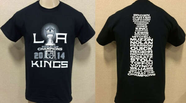 LA KINGS 2014 STANLEY CUP CHAMPIONS T-SHIRT 2 SIDE ROSTER