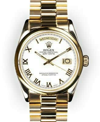 Men&#039;s White Roman Dial Smooth Bezel Rolex Day Date President