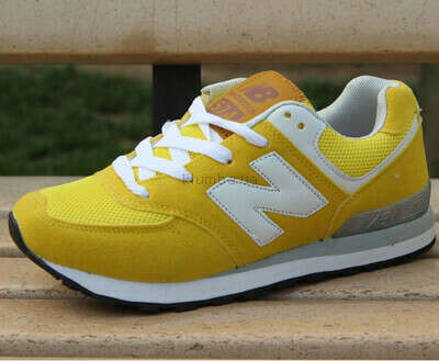 Кроссовки New Balance 574, желтый цвет, белая буква