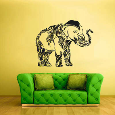 Large Wall Vinyl Sticker Decals Decor Art Bedroom Design Mural Ganesh Om Elephant Tatoo Head Mandala Tribal (z2251)