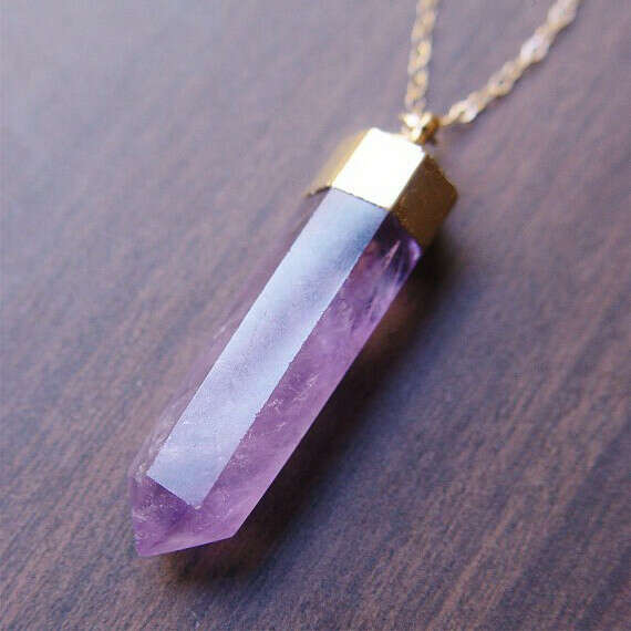 Amethyst Point Gold Necklace