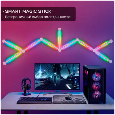 Настенная светодиодная лампа Hameneon Magick Stick Smart Light RGBIC, 12 Вт, 9 лампочек