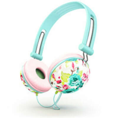 Pastel teal floral Headphones