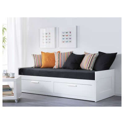 БРИМНЭС Каркас кровати-кушетки с 2 ящиками - белый - IKEA