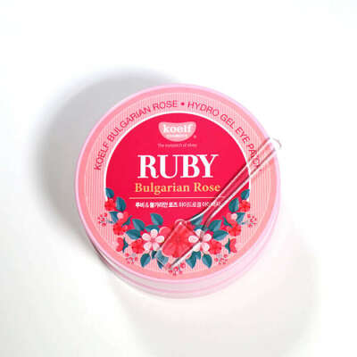 Гидрогелевые патчи для век с рубиновой пудрой и розой Petitfee Koelf Ruby & Bulgarian Rose