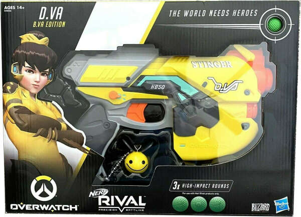 Overwatch NERF B.Va Special Edition D.Va Rival Blaster with 3 Rival Rounds