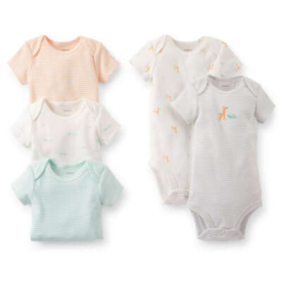 Carters Newborn 3 6 9 12 18 24 Month 5 Pack Bodysuit Set Baby Girl Clothes NWT