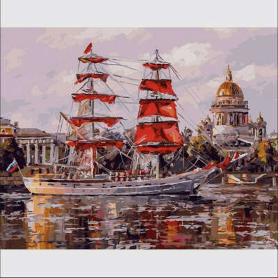 Картина по номерам Белоснежка «Санкт-Петербург. Нева. Алые паруса.»