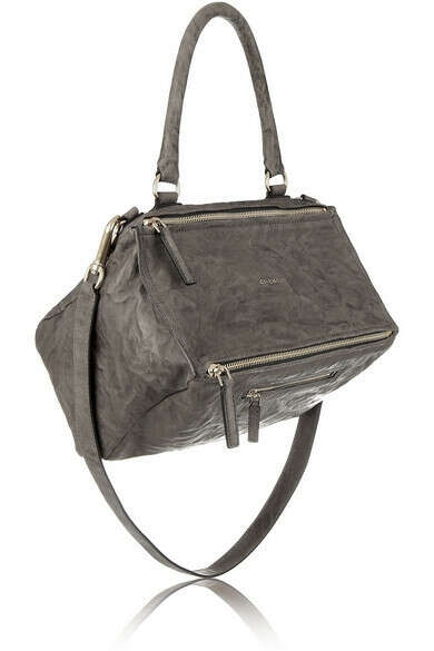 Medium Pandora bag in gray washed-leather