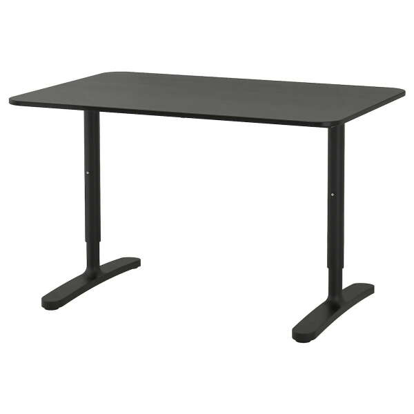 БЕКАНТ Письменный стол, ясеневый шпон/черная морилка, черный, 120x80 см - IKEA
