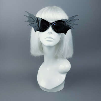 "Devour" Black Bat Wing Catseye Sunglasses