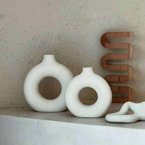 Скандинавская круглая полая керамическая ваза