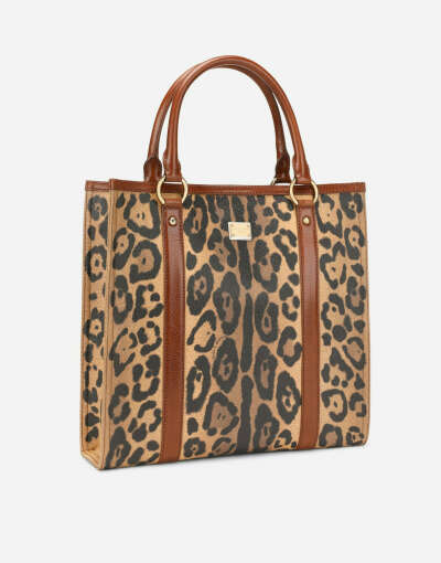 Leopard-print Crespo shopper with branded plate DG