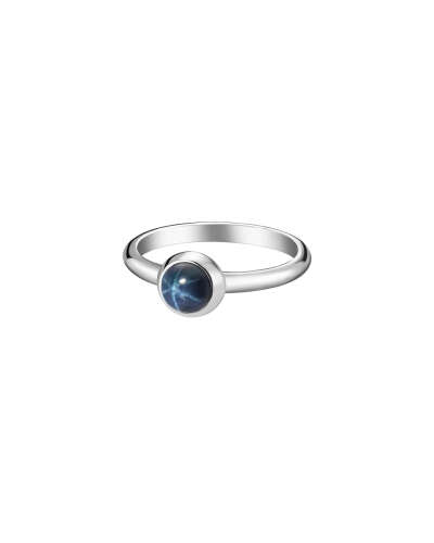 кольцо ALPHA с синим звездчатым сапфиром