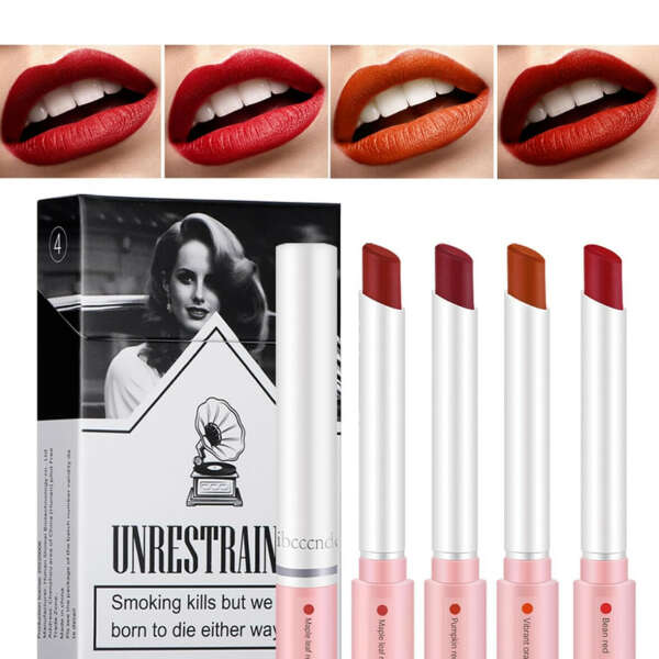 Cigarette Lipstick-4 Colors Matte Velvet Lip Tint Stain, Long Lasting Lipstick 24 Hour Waterproof,Cigarette Lipstick Makeup for Women : Beauty & Personal Care