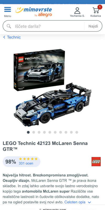 LEGO Technic 42123 McLaren Senna GTR™ | mimovrste=)