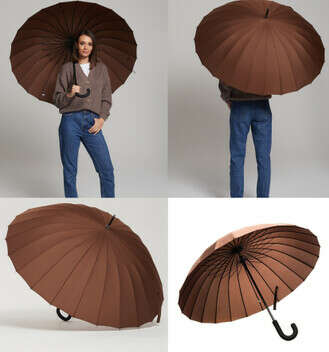 Зонт коричневый/черный/бежевый