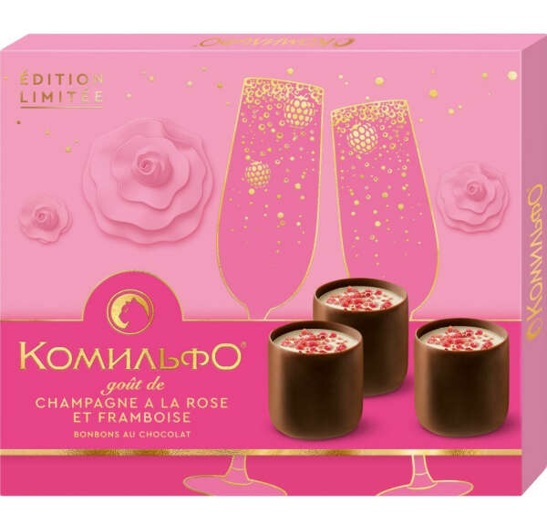 Конфеты Комильфо с шампанским, розой и малиной
